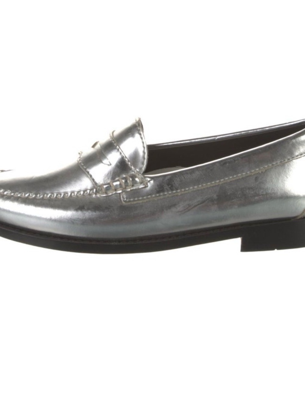 Re/Done + Weejuns Silver Metallic Leather Penny Loafers Size 6.5